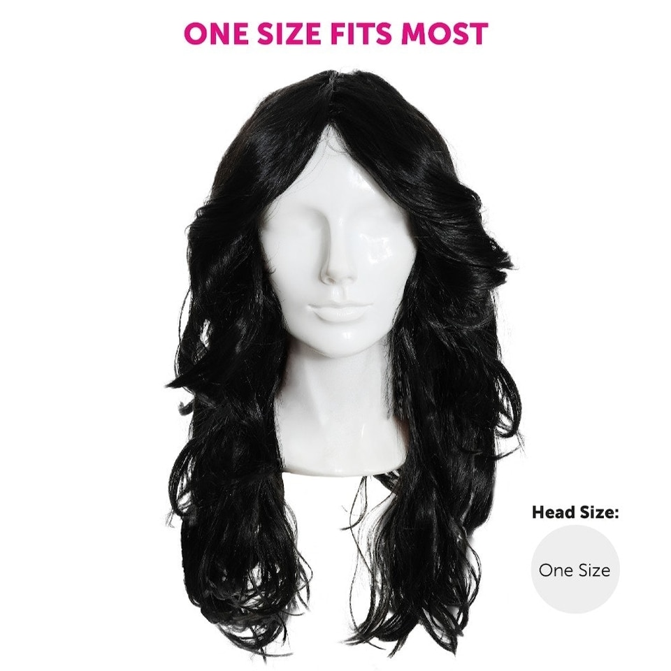 image 1 of 70s Flick Wig – Black Retro Fancy Dress Hairpiece for Disco & Vintage Costumes Black | One Size