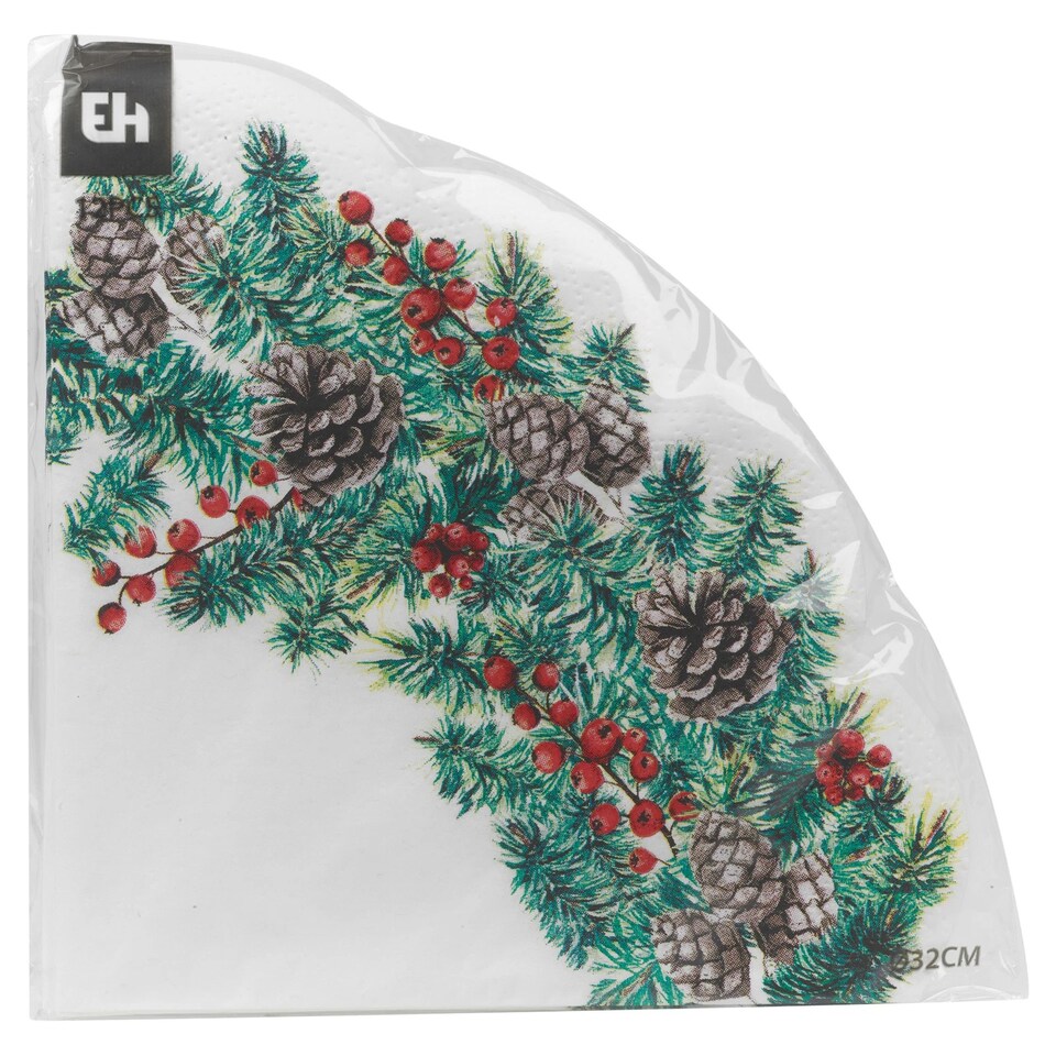 image 1 of Christmas Novelty Napkins Table Decoration Round Xmas Decor Floral Mix Pack | Multi | Mix Pack of 24
