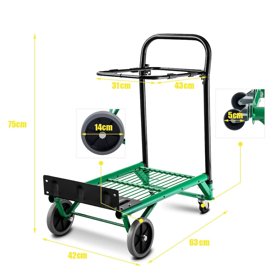 image 1 of COSTWAY Folding Hand Truck 90kg Capacity Portable | Green