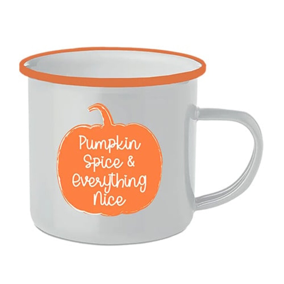 Pumpkin Spice Halloween White Enamel Mug