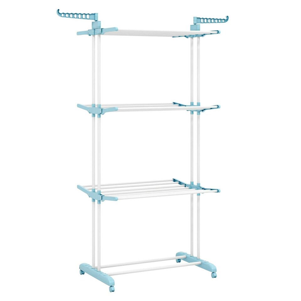 image 1 of COSTWAY 4-Tier Collapsible Laundry Rack Foldable Drying Rack Navy