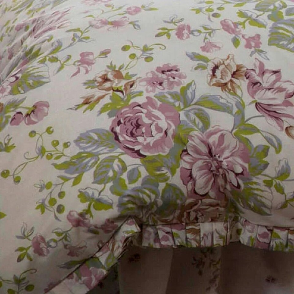 image 1 of Belledorm Rose Boutique Duvet Cover - Ivory/Pink/Green - Single
