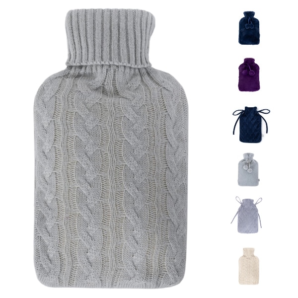 Cable Knit Hot Water Bottle Grey