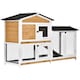 image 1 of PawHut Rabbit Hutch, Guinea Pig Hutch Wooden 2-Tier Cage w/Run, Yellow
