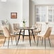 image 1 of SONARA Grey Marble Round Dining Table and Velvet Chairs Set, Modern 4 Seater for Dining Room