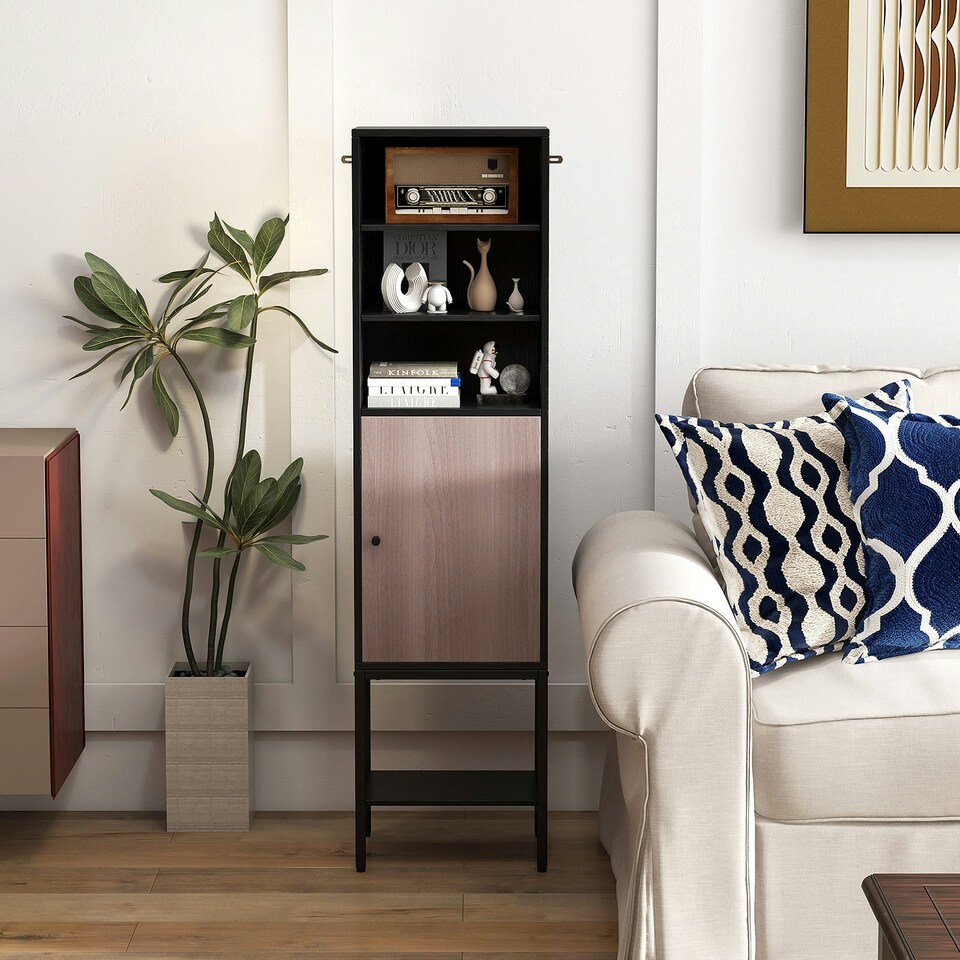image 1 of COSTWAY Storage Cabinet w/Adjustable Shelf Black Black
