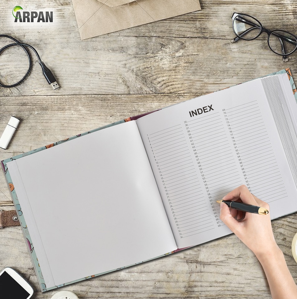 image 1 of ARPAN Slip In Case Memo Photo Album – Holds 200 Photos 4"x6" (10x15cm) – Hardcover Picture Album with Memo Writing Space for Family, Wedding & Travel Memories