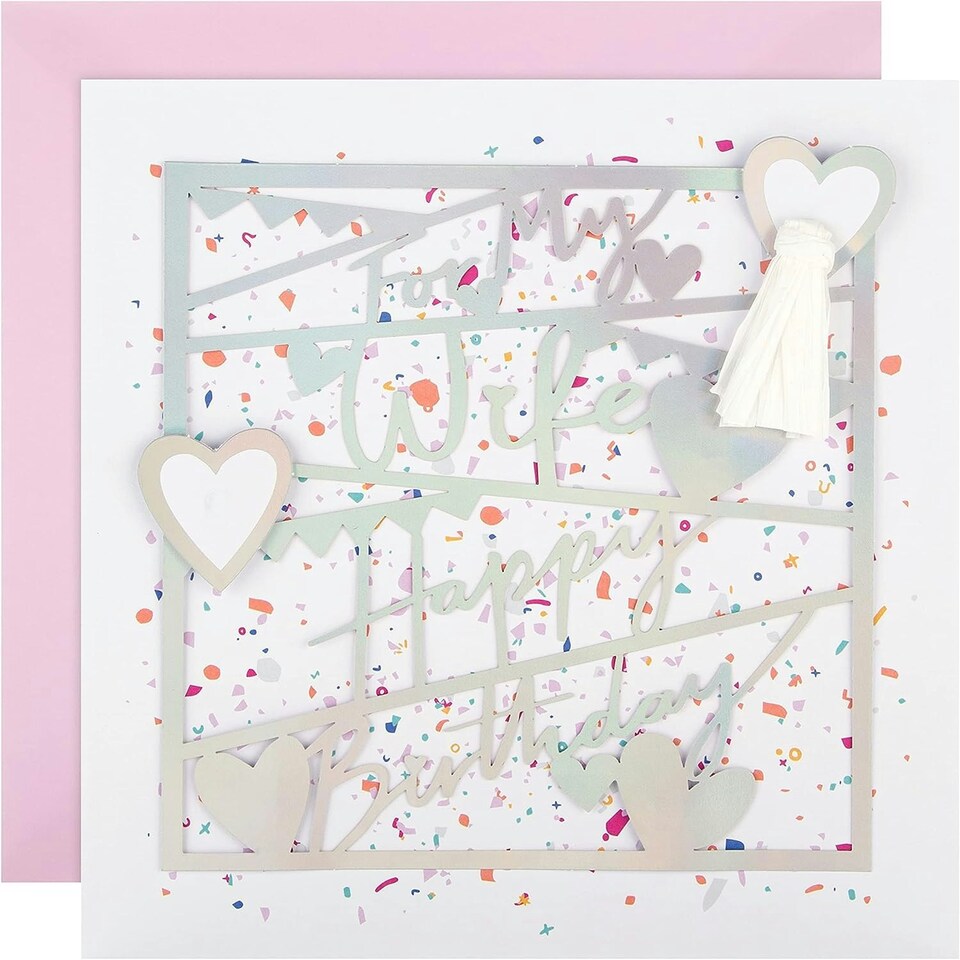 image 1 of Die Cut Holographic Design Wife Large Birthday Card