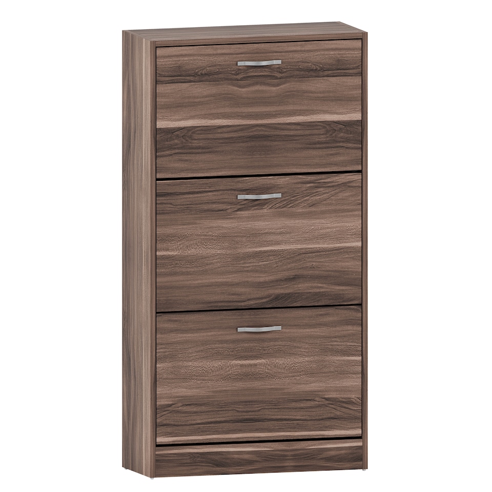 image 1 of Vida Designs 3 Drawer Shoe Cabinet Shoe Rack Storage Cupboard, Walnut