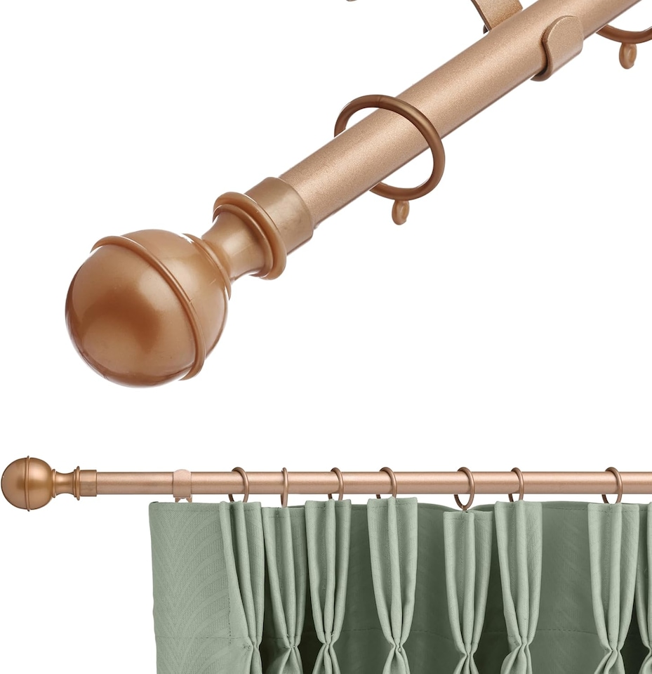 image 1 of 19 mm Extendable Metal Curtain Pole Rods - Bronze (Ball Finials, 70-120 cm)