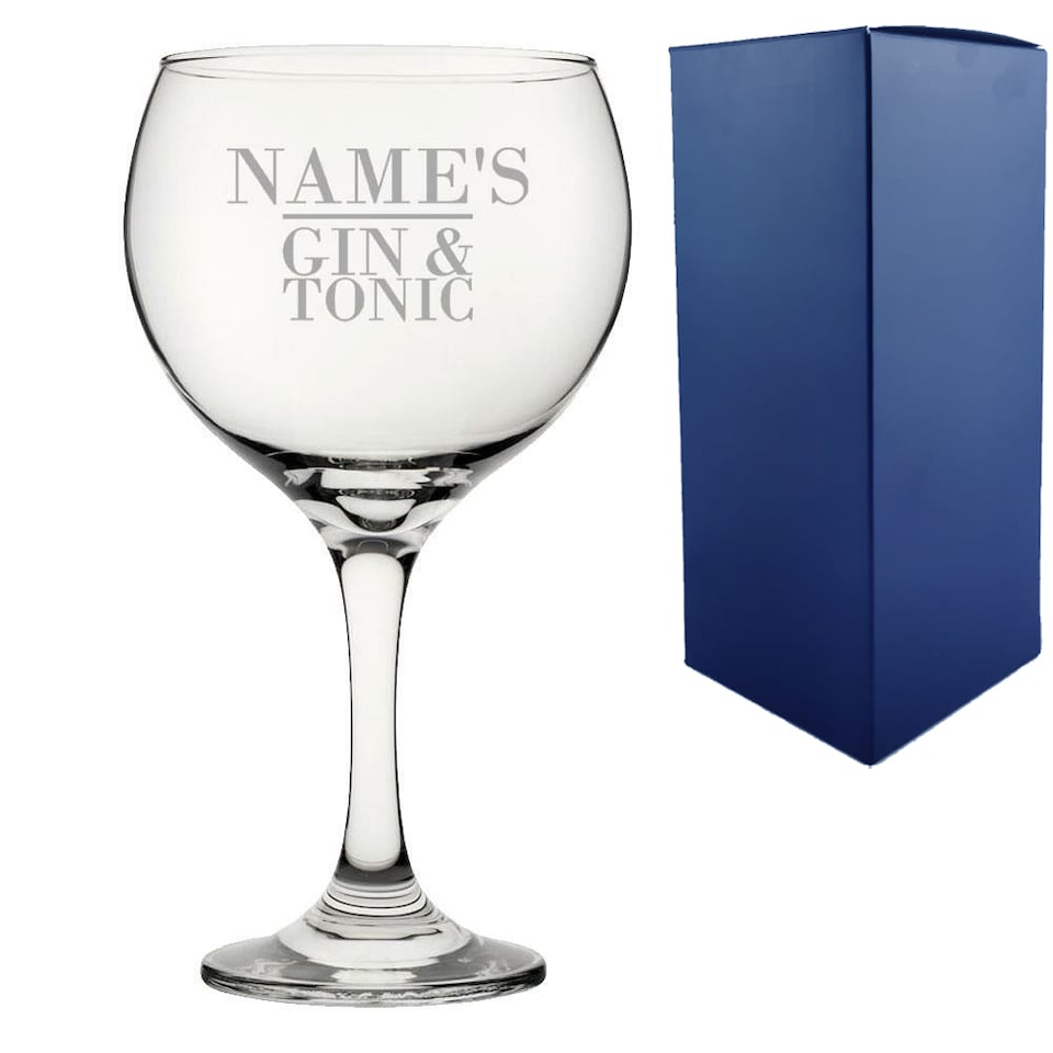 image 1 of Personalised Gin and Tonic Design Engraved Gin Balloon Glass