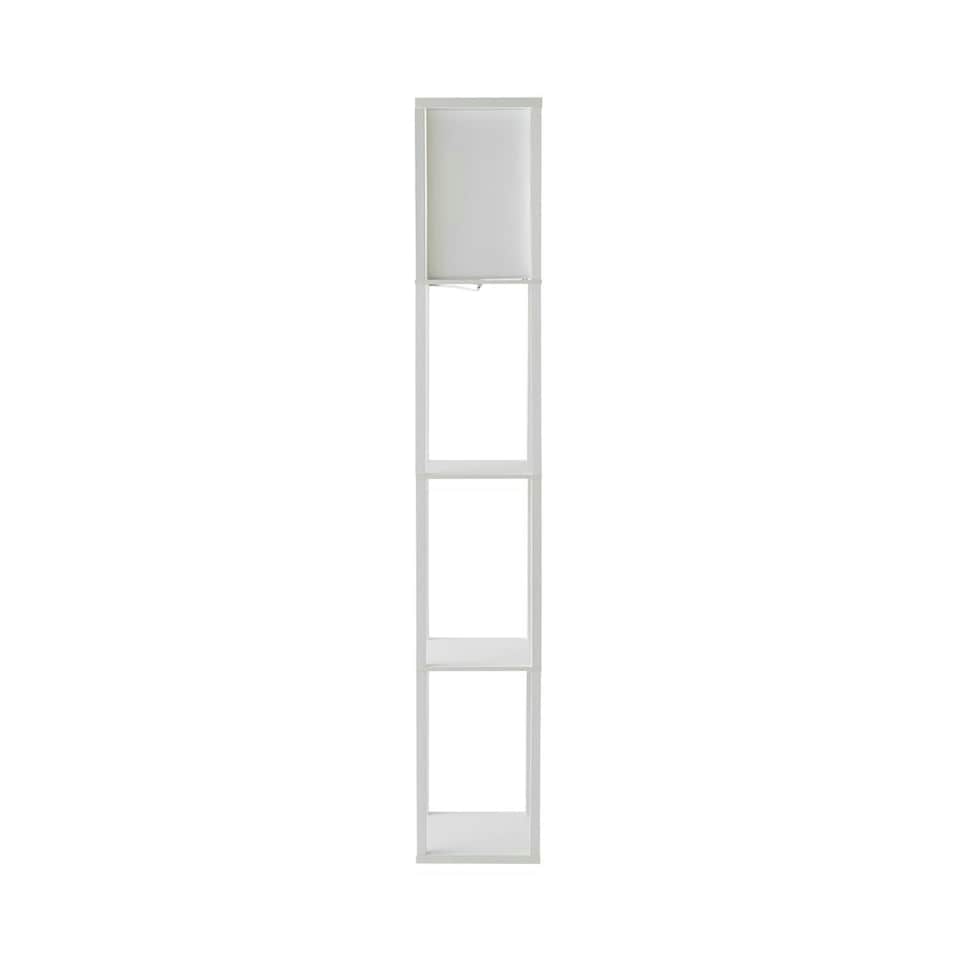 image 1 of ValueLights Struttura White Shelving Floor Lamp with Fabric Shade