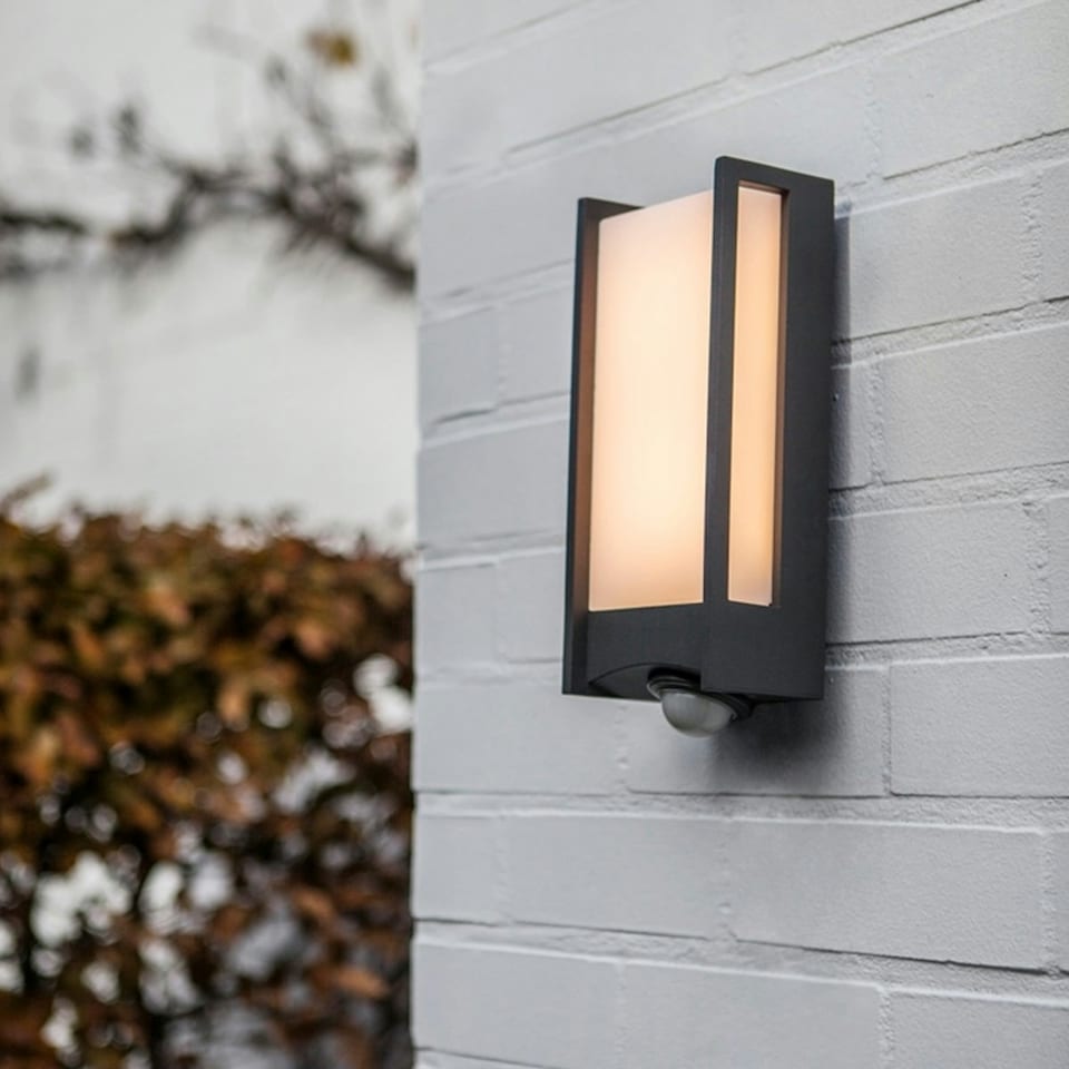 image 1 of CGC MARLA Dark Grey Rectangular Motion Sensor LED Wall Light Grey