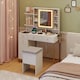 image 4 of COSTWAY Makeup Vanity Desk Dressing Table & Stool Set White