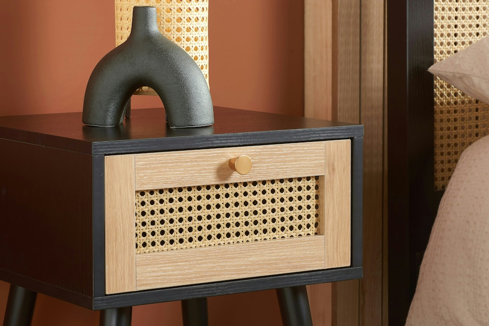 image 1 of Birlea Croxley 1 Drawer Rattan Bedside