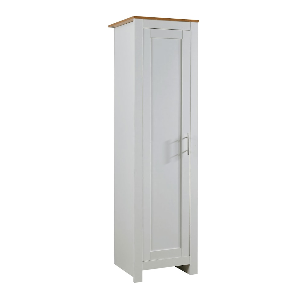 image 1 of Wardrobe 1 Door Hanging Rail Wood Bedroom Furniture Storage Unit White