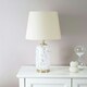 image 2 of ValueLights India Gold Metal and White Confetti Glass Table Lamp with Beige Tapered Lampshade