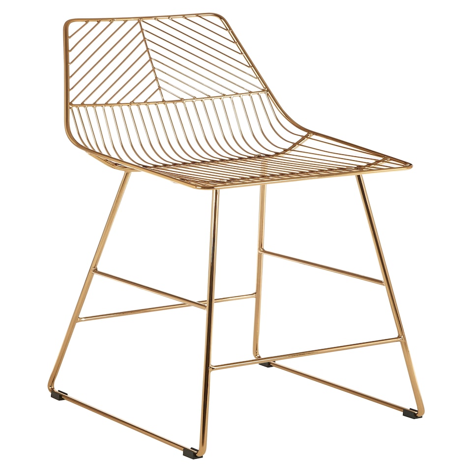 image 1 of Interioirs by Premier Gold Metal Wire Bar Chair, Sturdy Metal Chair for Bar, Breakfast Wire Chair for Home
