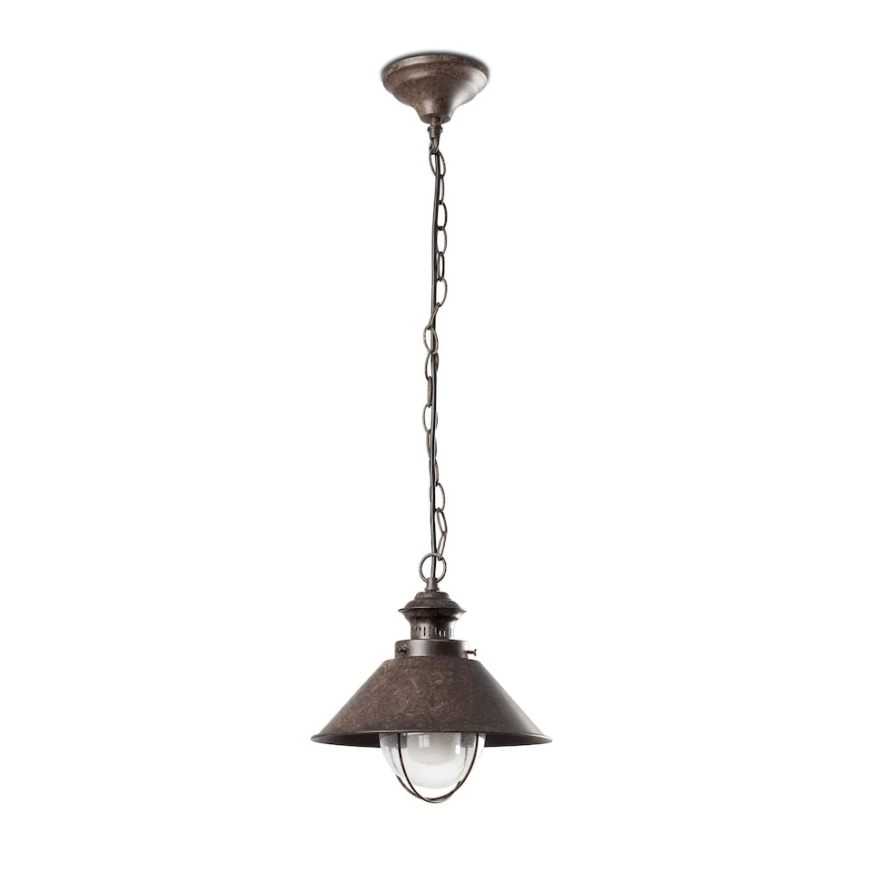 image 1 of Nautica 1 Light Small Outdoor Ceiling Pendant Light Clear, Rust Brown, E27