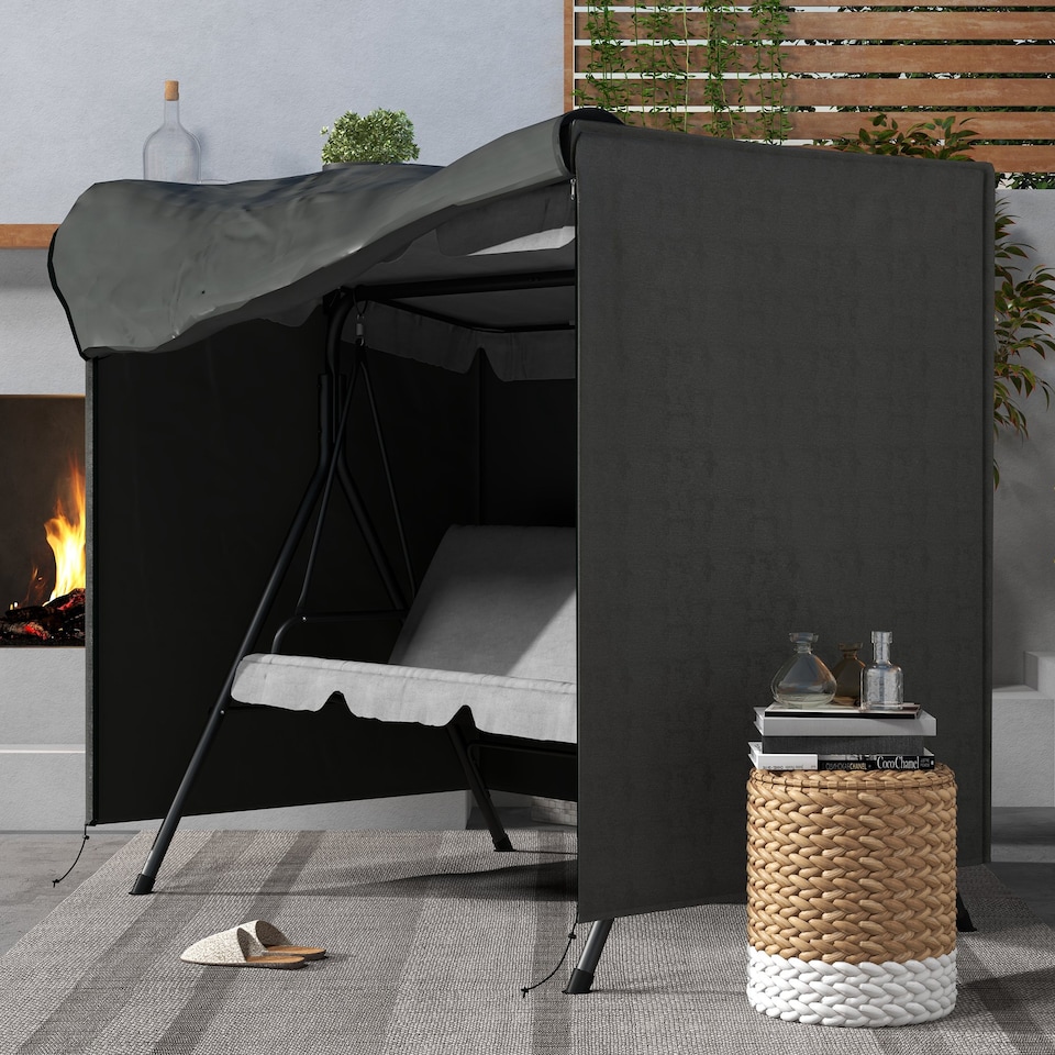 image 1 of Outsunny Garden Furniture Protector Patio Swing Chair Cover | Grey | Dark Grey | 177L x 114D x 152Hcm