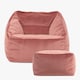 image 4 of Natalia Velvet Adults Bean Bag Armchair and Pouffe, Ready Filled Large Beanbag and Footstool Dusk Pink | Pink | Dusk Pink | XL | 2