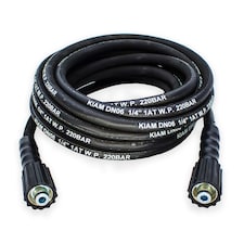 M22 Female - M22 Female Heavy Duty 1/4" Rubber Pressure Washer Hose Black | 30m