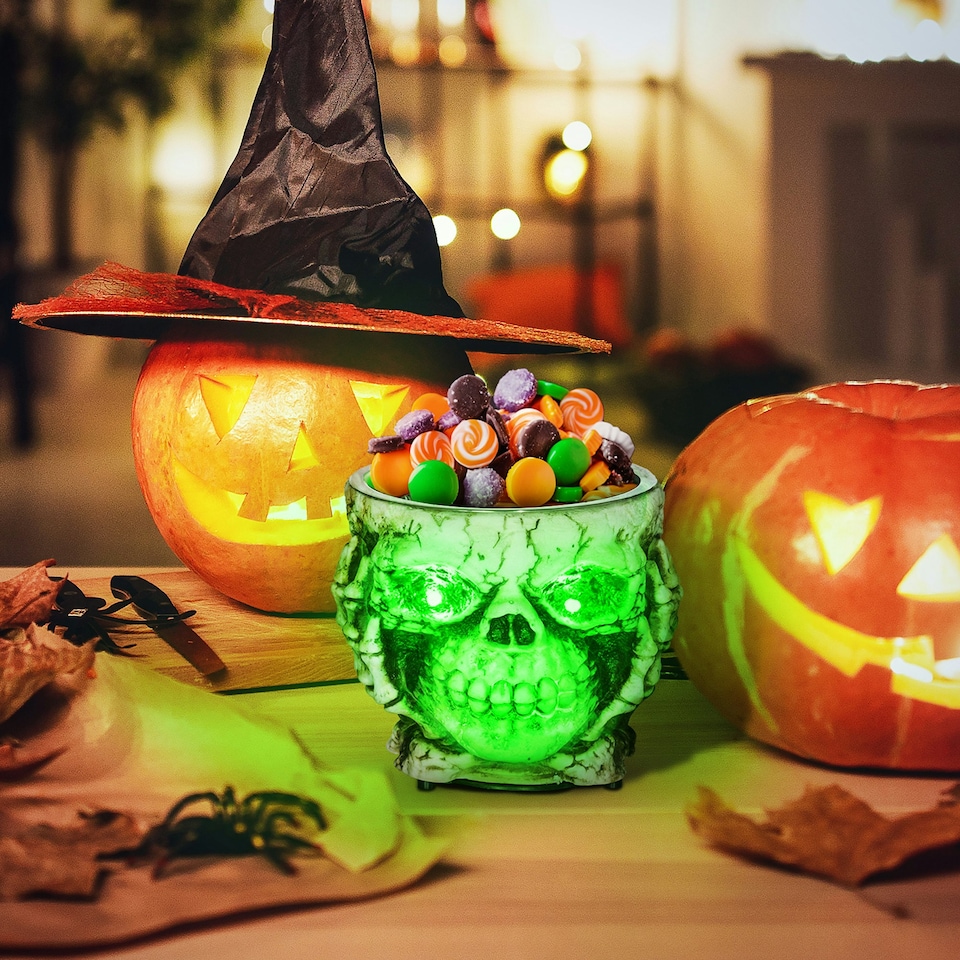 image 1 of HOMCOM Skeleton Candy Bowl Outdoor Halloween Decoration for Party