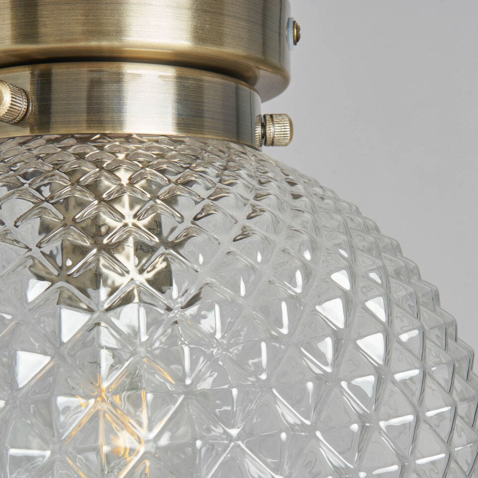 image 1 of BHS Diana Bathroom Flush Ceiling Light, Antique Brass