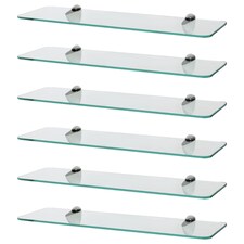 Harbour Housewares Rounded Floating Glass Shelf - 50cm - Metallic Brackets - Bathroom Shower Storage Vanity Display Unit Shelf | Silver | Chrome | 6