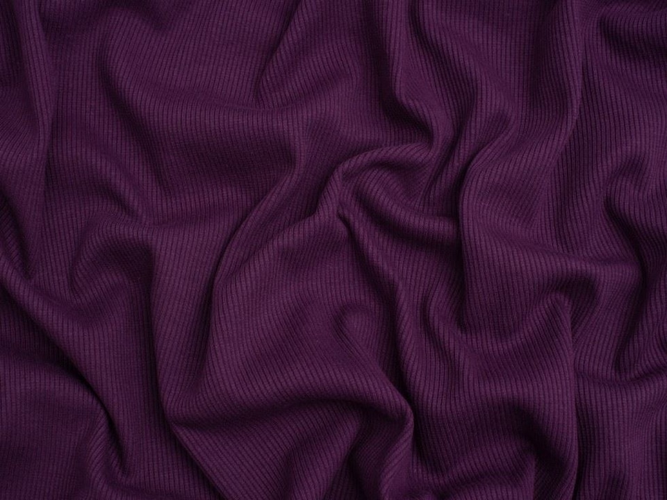 Minerva Core Range Purple Heavy Cotton Rib Stretch Knit Fabric for Dressmaking, 140cm / 55" Wide - per metre