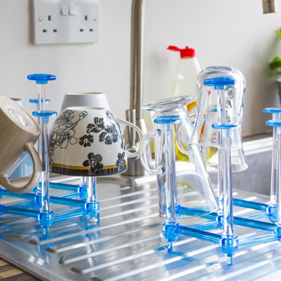 image 1 of Haven Retractable Cup Drying Rack Adjustable Glass & Mug Drainer Non-Slip Base