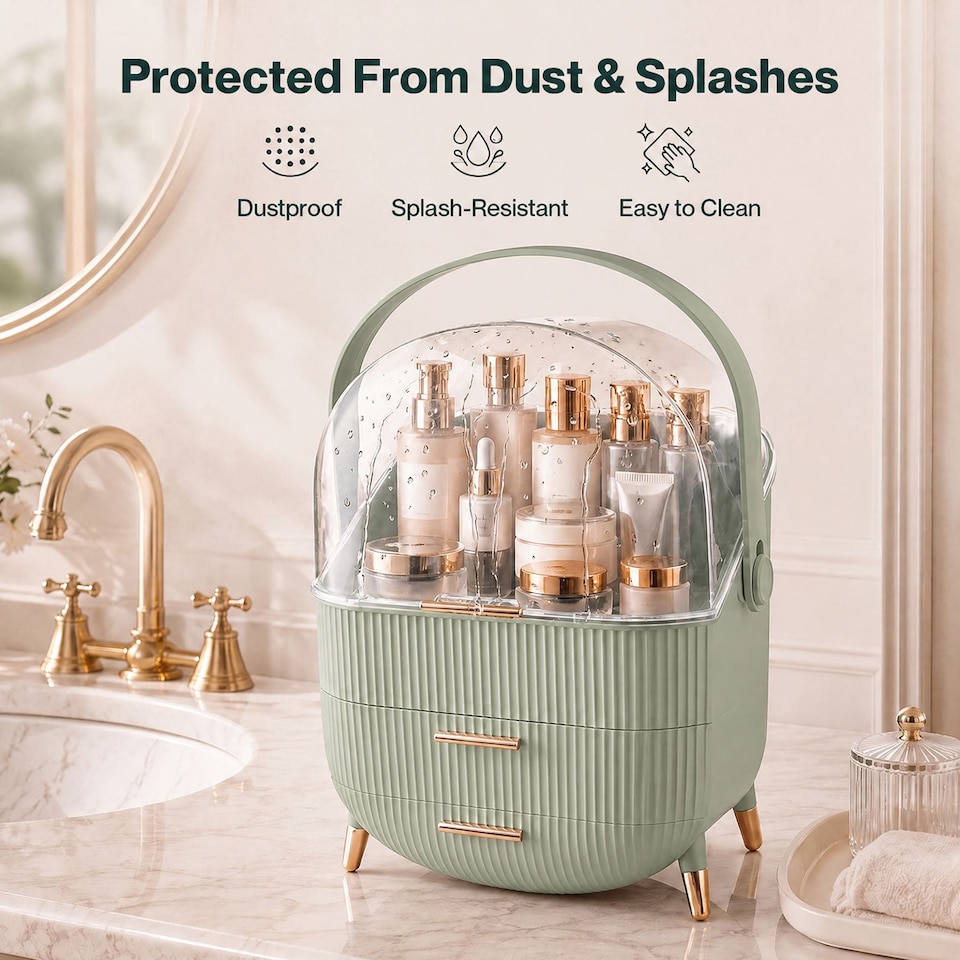 image 1 of ilus Makeup Organizer Case Drawer Portable Cosmetic Jewellery Storage Box