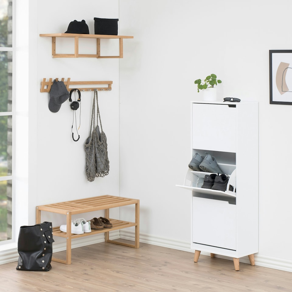 image 1 of Mitra Shoe Cabinet 3 Flip Down Doors in White