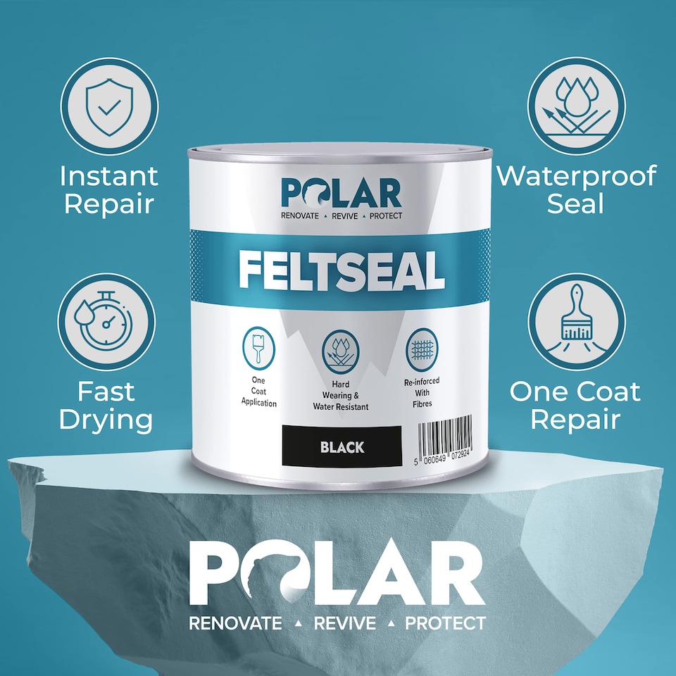 image 1 of Polar FeltSeal Waterproof Roof Sealant Reinforced Fibres | Grey | Grey | 500 ml