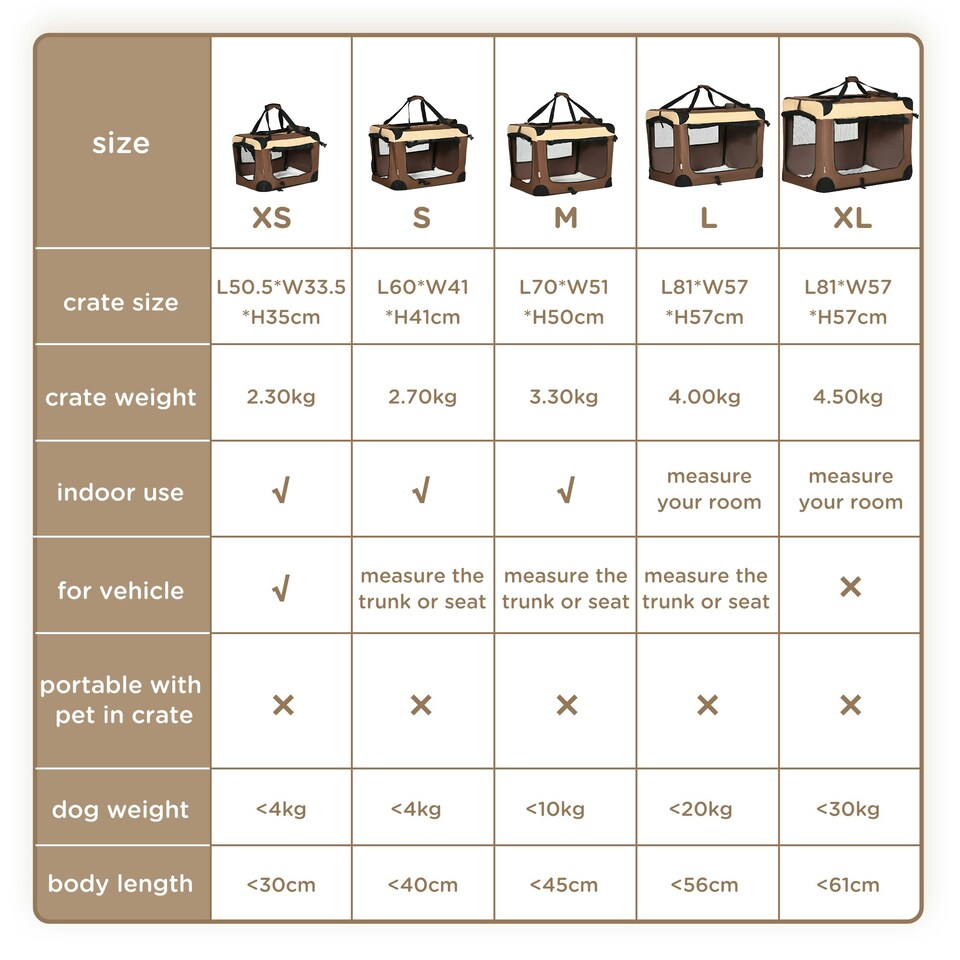 image 1 of PawHut 81cm Foldable Pet Carrier Bag Soft Travel Dog Crate for Medium Dogs Brown
