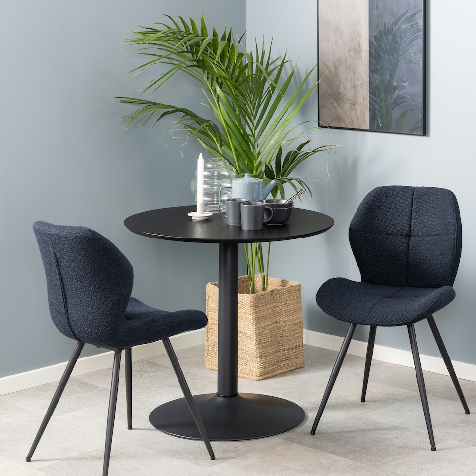 image 1 of Ibiza Small Round CafÃƒÂ© Table with Black Ash Top and Matt Black Base