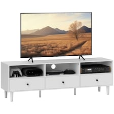 HOMCOM TV Unit, TV Cabinet for up to 75", with Drawers, Shelves, White White