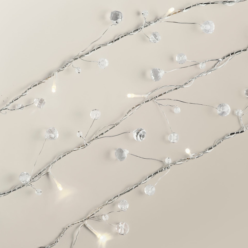 image 1 of ValueLights Plastic Diamond Gems White Indoor Christmas String Light | Clear