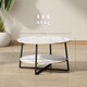 image 3 of HOMCOM 2-Tier Round Coffee Table with Storage Shelf, Living Room Table with Marble Effect Top and Steel Frame, White