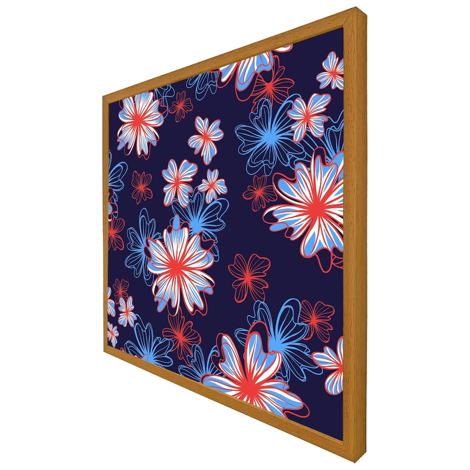 image 1 of Red, white & blue flower print (Picture Frame) Brown | XL