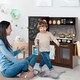image 3 of COSTWAY Wooden Play Kitchen Kids Pretend Play Toy w/Microwave Ice Make-Brown