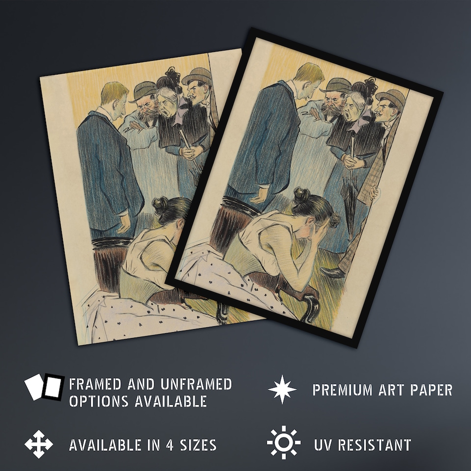 image 1 of Family Argument Satirical Painting Steinlen Wall Art Poster Print