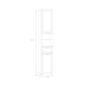 image 9 of Lokko Tall Narrow Bathroom Cabinet with 2 Doors & 1 Drawer with Silver Handles in White