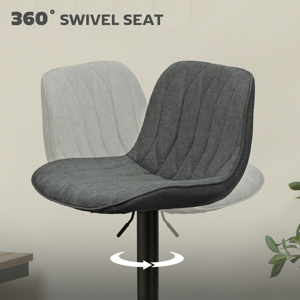 image 1 of HOMCOM Bar Stools Set of 2, Modern Armless Bar Chairs Grey