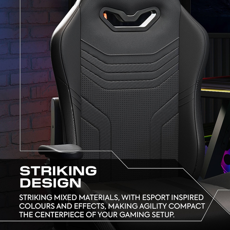 image 1 of Agility Compact Ergonomic PC Gaming Chair for Juniors - Carbon Black