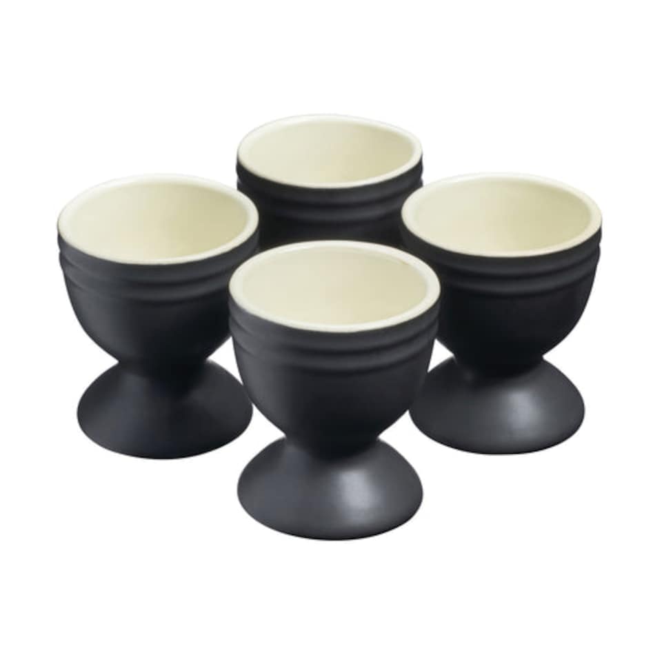 image 1 of Cooks Professional 4 Piece Egg Cup Set - Dishwasher Safe Stoneware | Black | Black | 4