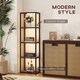 image 7 of HOMCOM LED Floor Lamp with Glass Shelves, Dimmable Living Room Lamp, Brown | Brown