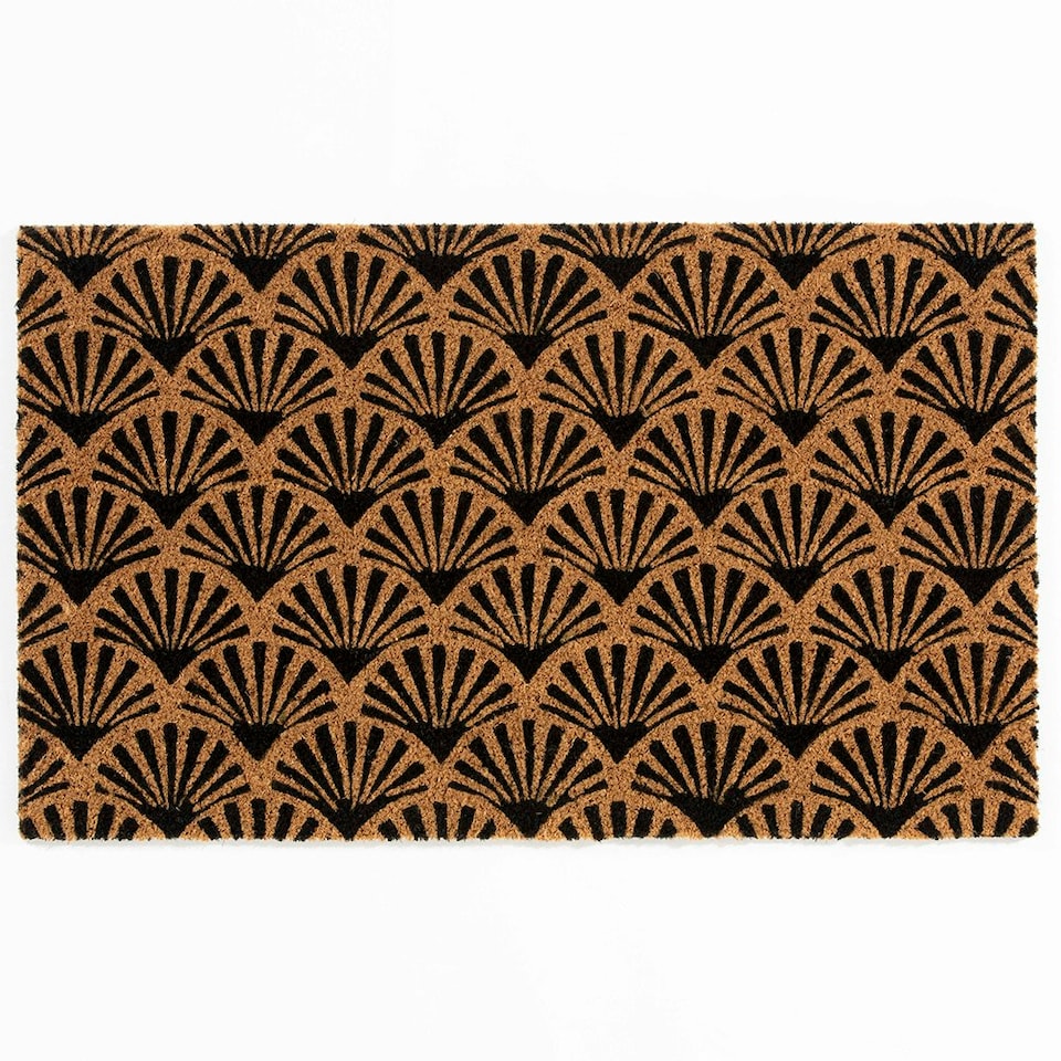 image 1 of Astley Scallop Deco Latex Backed Coir 45x75cm Black Doormat