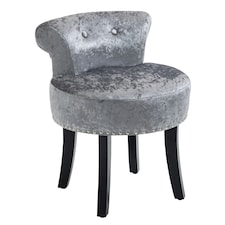 HOMCOM Dressing Table Stool Vanity Seat w/ Rubber Wood Legs Bedroom - Grey