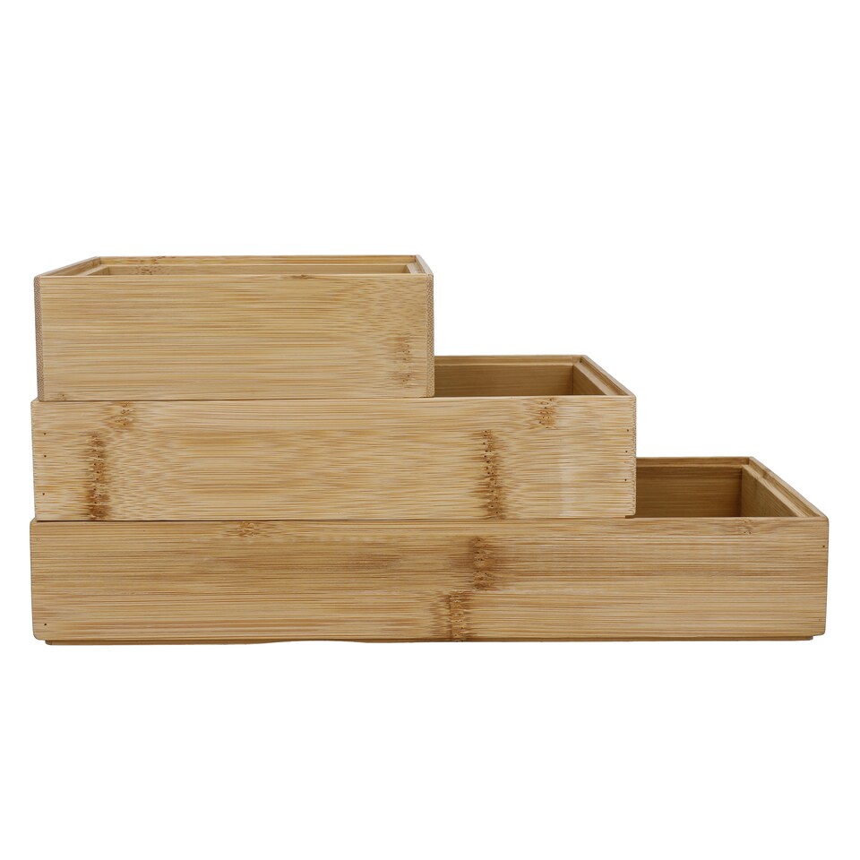 image 1 of Copco Bamboo Drawer Organisers Natural Set of 3